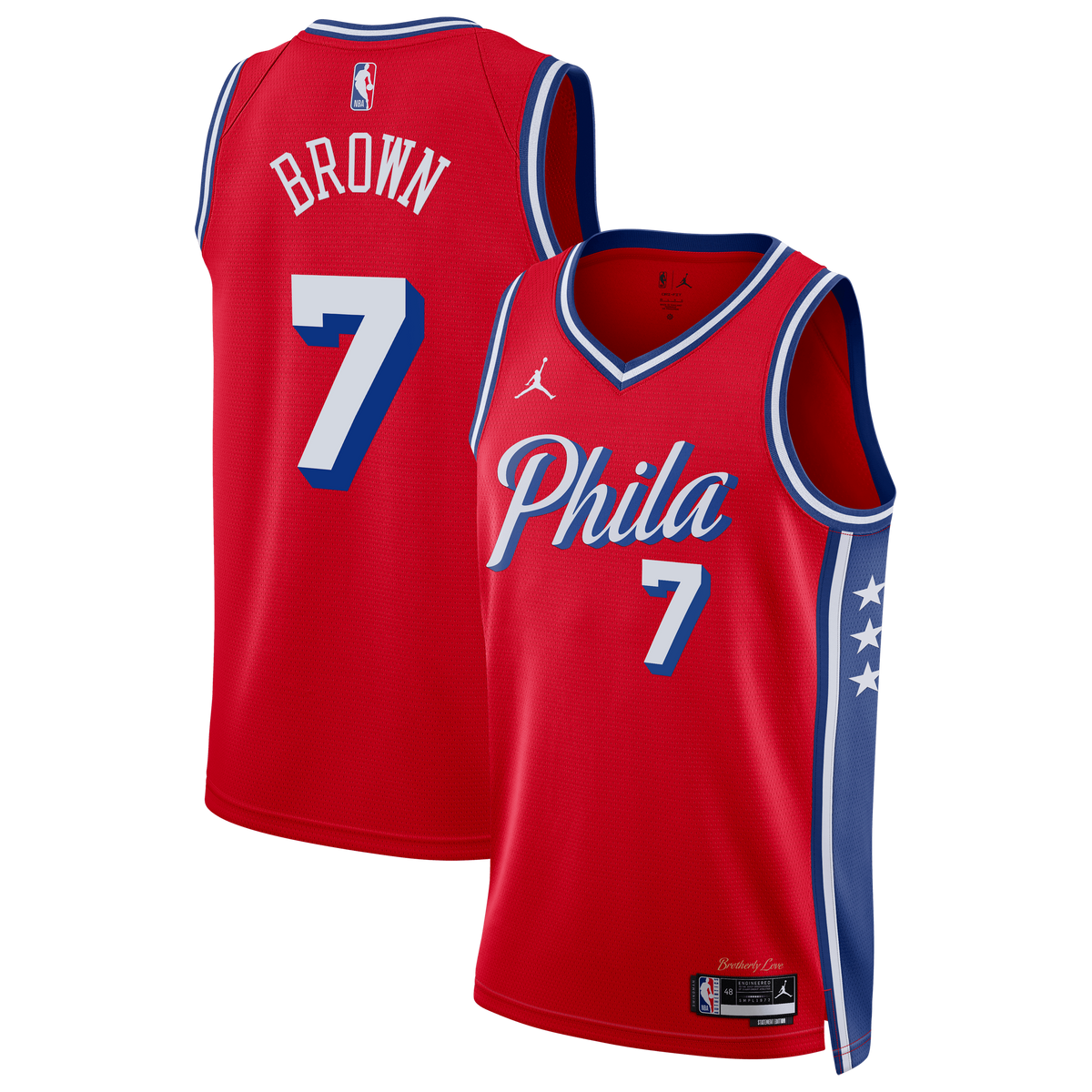 Philadelphia 76ers Jaylen Brown Jordan Statement Swingman Jersey - Red - Unisex