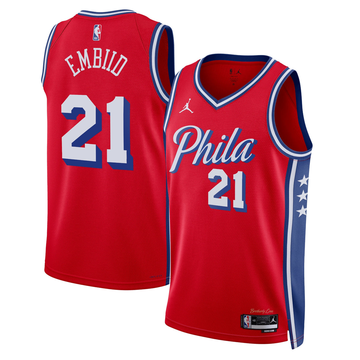 Philadelphia 76ers Joel Embiid Jordan Statement Swingman Jersey - Red - Unisex