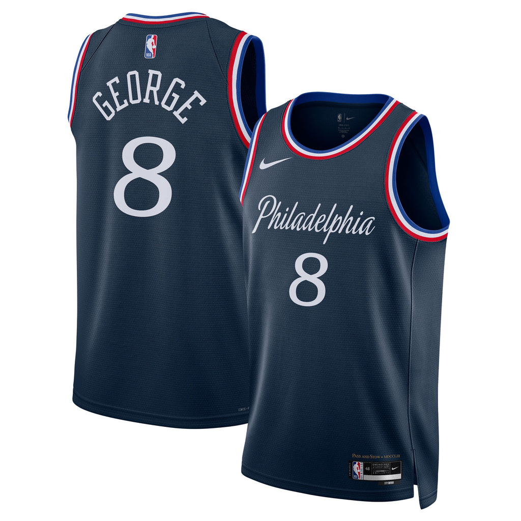 Philadelphia 76ers Paul George Nike 2025/26 City Swingman Jersey - Navy - Unisex